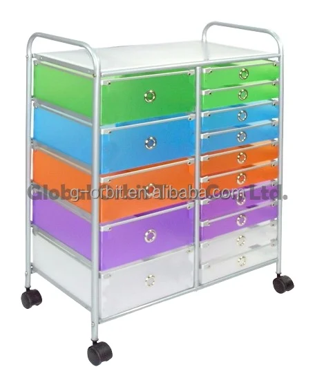 4 Tier Plastic Storage Trolley With Drawers Space Saving Storage Rolling Cart