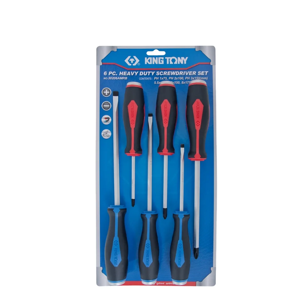 KING TONY 6 PCS Go Thru Screwdriver Set Screw driver Set Industrial and Commercial 30206AMRB