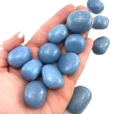 WHOLESALE NATURAL ANGELITE TUMBLE STONE CRYSTAL TUMBLE FOR HEALING AND MEDITATION HOMEDECOR AND METAPHYSICAL STORE