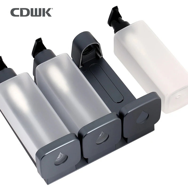 CDWK hotel shower gel soap dispenser 3 in 1 chamber shampoo and soap dispensers