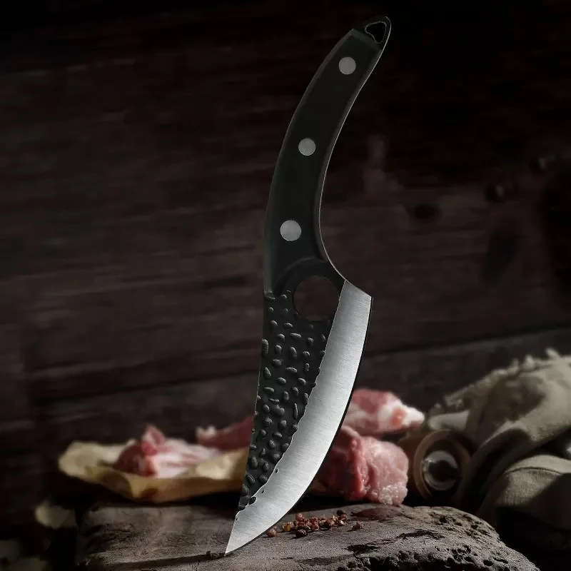 6 Inch Butcher Boning Chef Knife with Solid Wood Handle Handmade Forged Knife Kitchen Camping Cooking Slaughter Knife