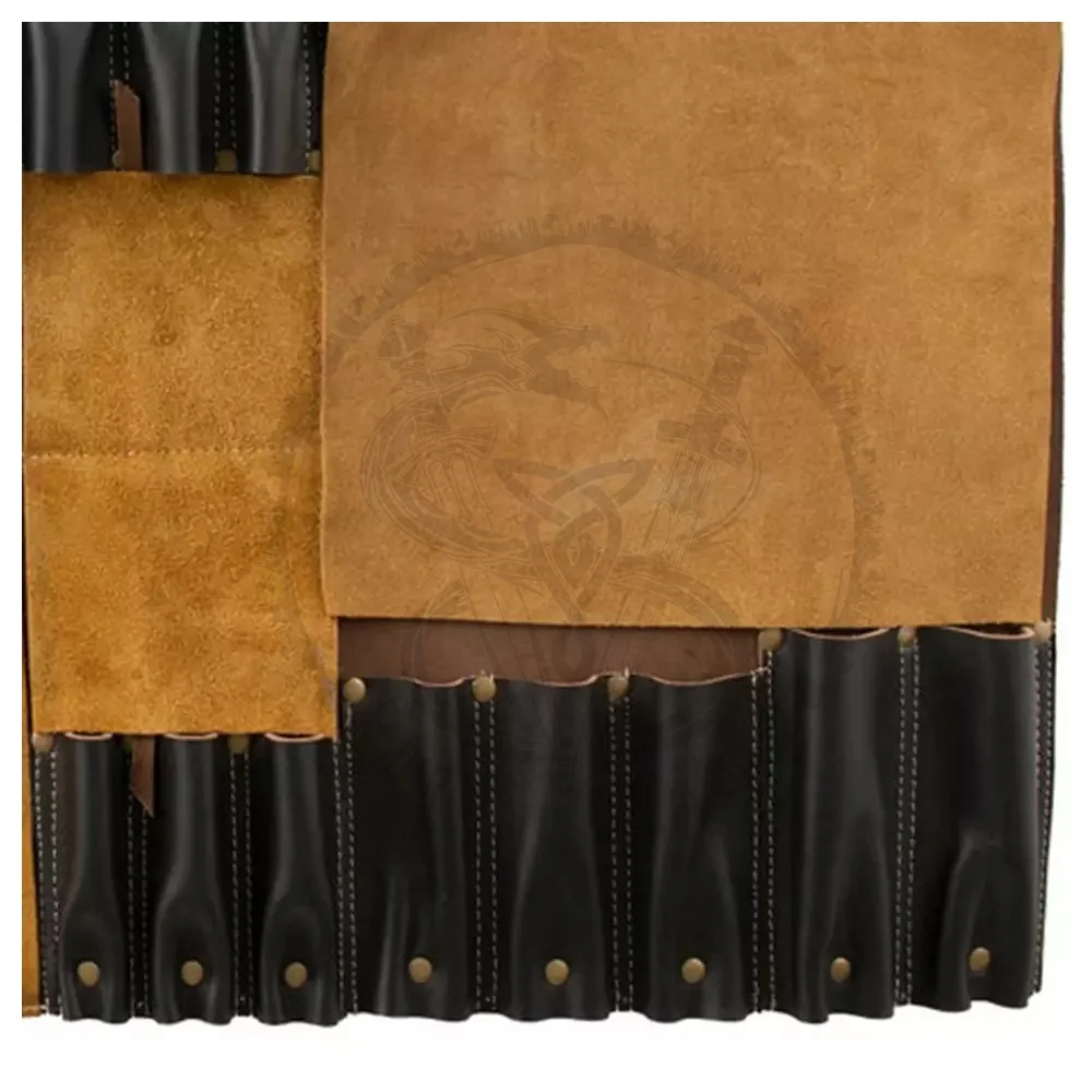 Custom Best Quality Real Leather Knife Roll Storage Bag Chef Tool Kit Bag With Pockets