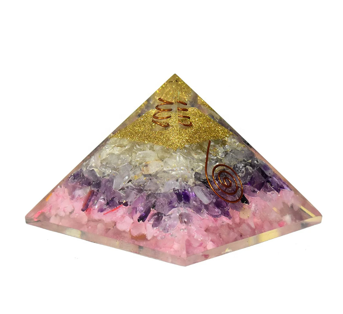 Orgone Pyramid Rose Quartz Amethyst Clear Quartz Orgonite Pyramid For Sale