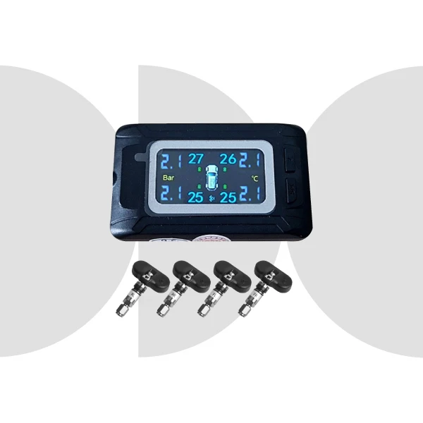 Vietnam Oritek C340 Tire Pressure Monitoring System (TPMS) with 4 sensor valves, displays data on a smart