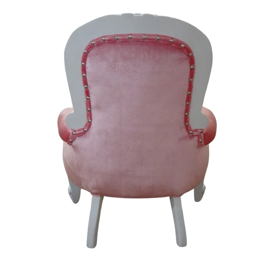 Antique Children Armchair European Style Kids Furniture Classic Doll Chair White Painted With Pink Fabric Kids Sofa for Toys