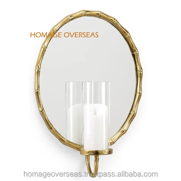 Gold Aluminium cast  mirror wall sconce home and wall decoration living room decorative candle holder