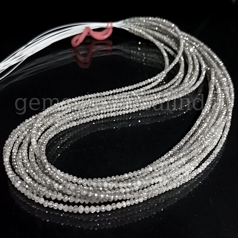 Topmost Quality Grey Diamond Faceted Rondelle Beads Diamond Beads Natural Loose Diamond Rondelle Beads Diamond Strand
