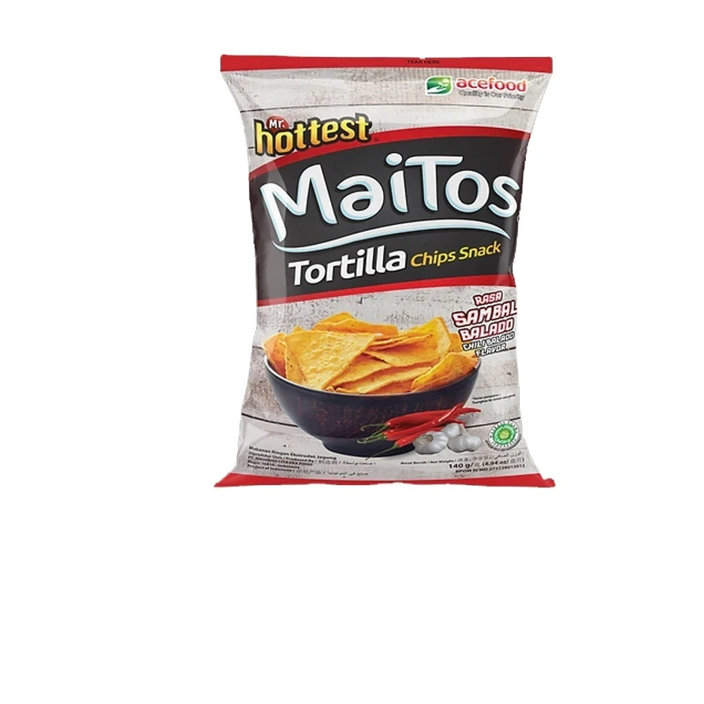 PROMO Maitos Tortilla Chips Snack 140gr Chili Balado Spicy Flavor Corn Chips Tortilla Snack
