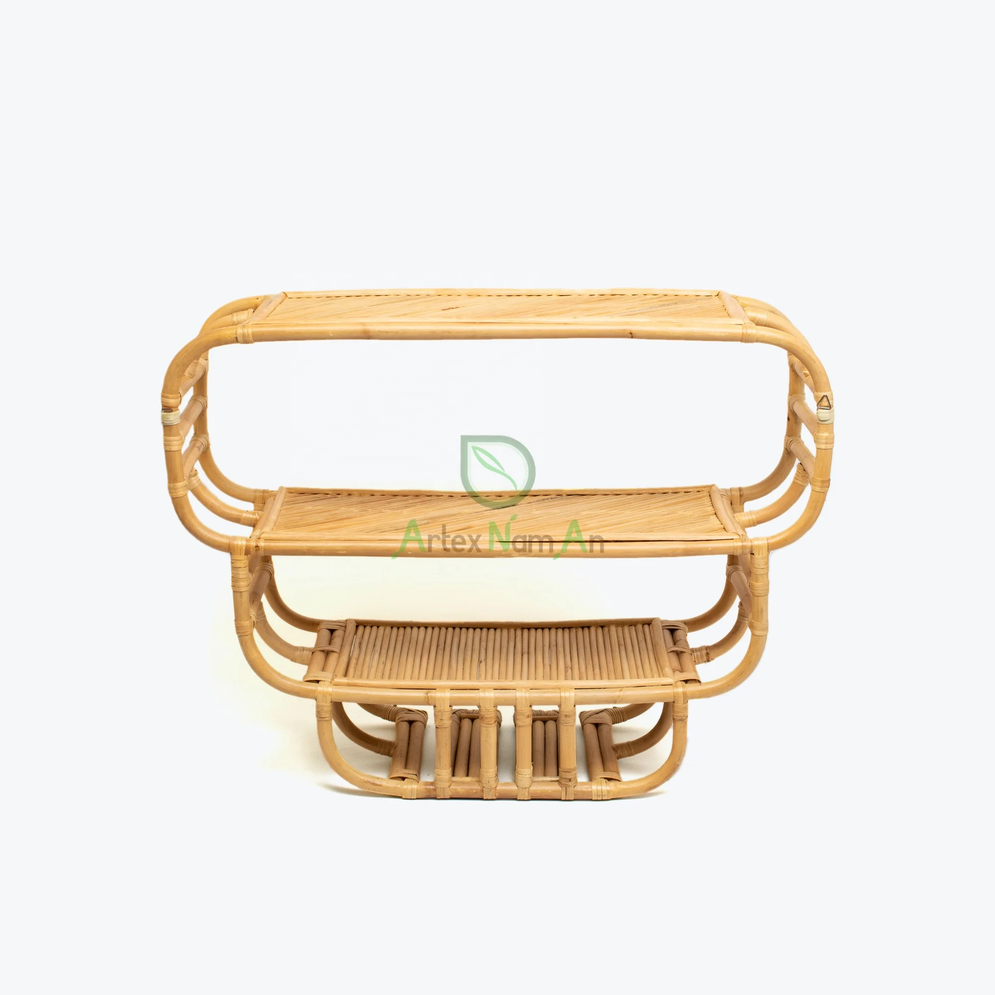 Handmade 2 tier rattan wicker wall shelf storage rack/vintage wall storage shelves bedroom/rattan furniture for room decor