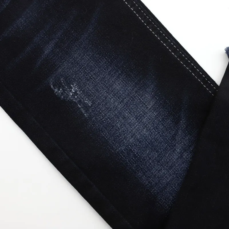 12.5oz BLUE black denim with corduroy back side  stretch jeans ladies fabric denim for winter