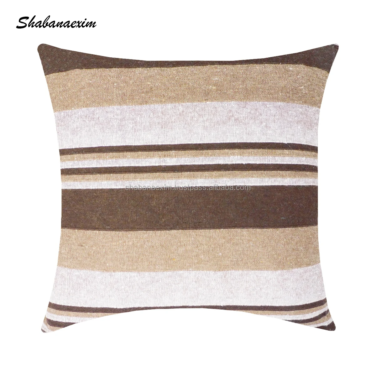 Sustainable Green Blue Dobby Striped Lumbar Woven Cushion Cover Customized Handmade  Bed Pillow Cover 20 inch x 20 inch