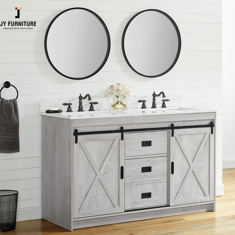 JY Vietnamese Supplier New Modern RTA Plywood Bathroom Vanity European Design Style Solid Wood Cabinet with Mirror Accessory