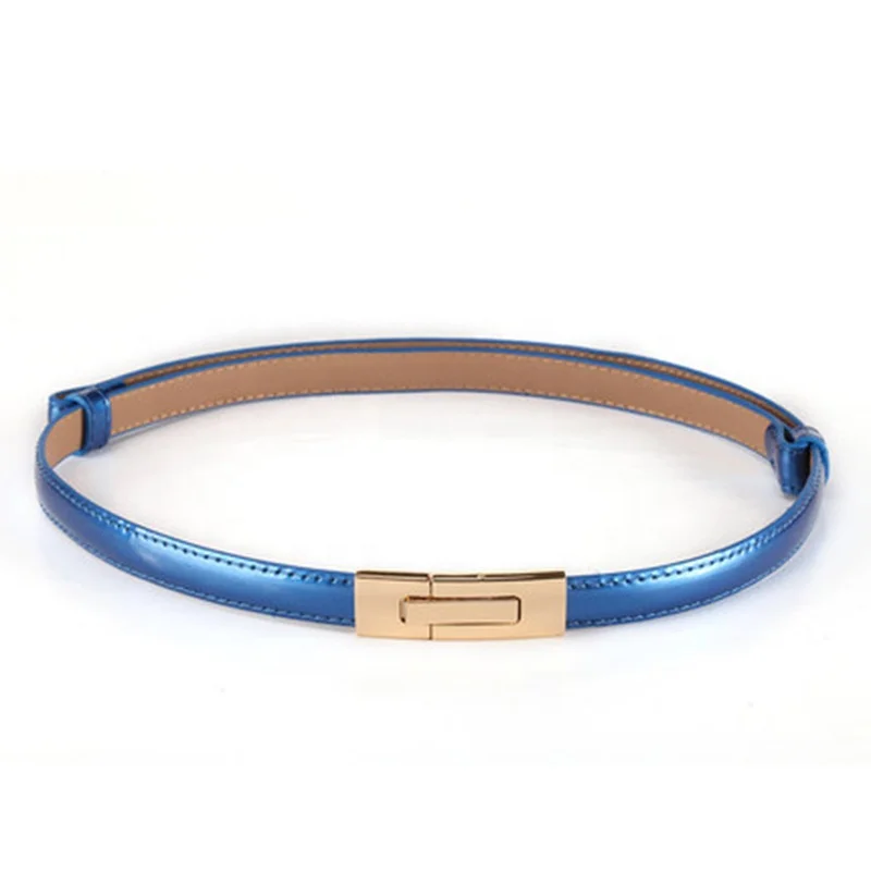 Fashion Ladies Automatic Buckle Belt Patent Leather Genuine Leather Thin Belt Skirt Decoration