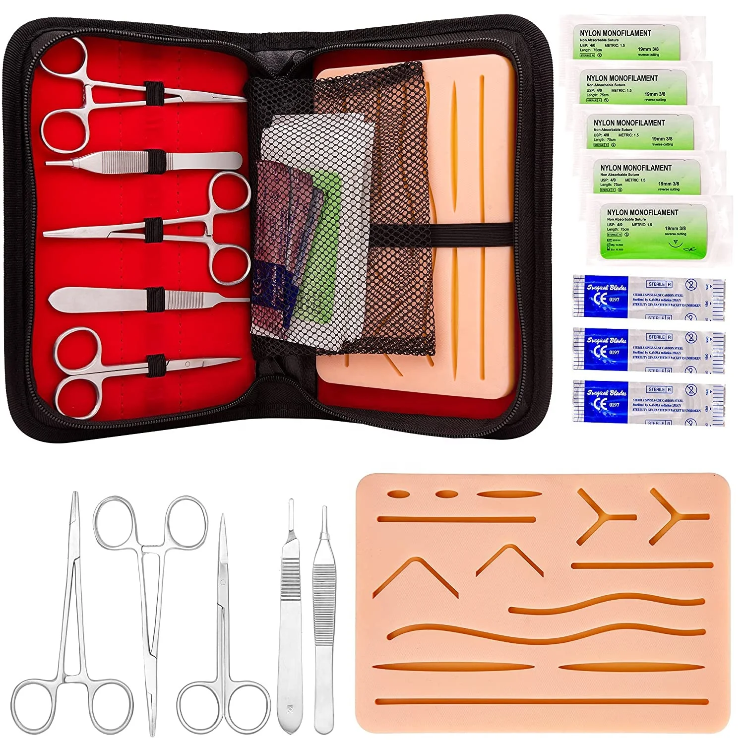 High Quality Surgical-Suture-Practice-Kit-with-Large-Silicone-Suture-Pad