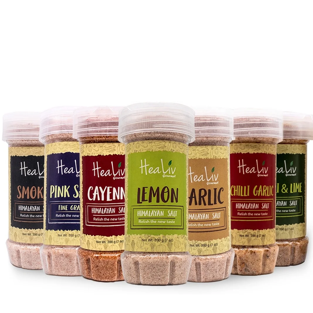 Himalayan Pink Salt Pakistan HeaLiv Gourmet Flavored Collection 220gms Salt Shaker Premium Quality
