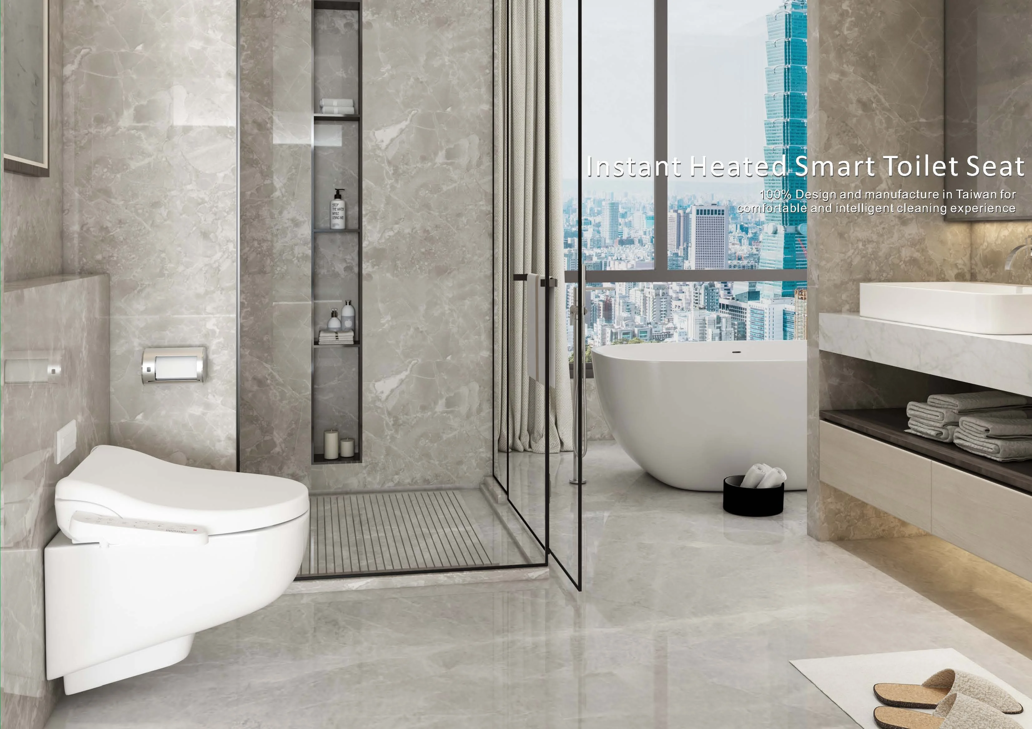 Taiwan Antibacterial Electric bidet heated smart toilet seat instant heated water Japanese style luxury hotel high quality