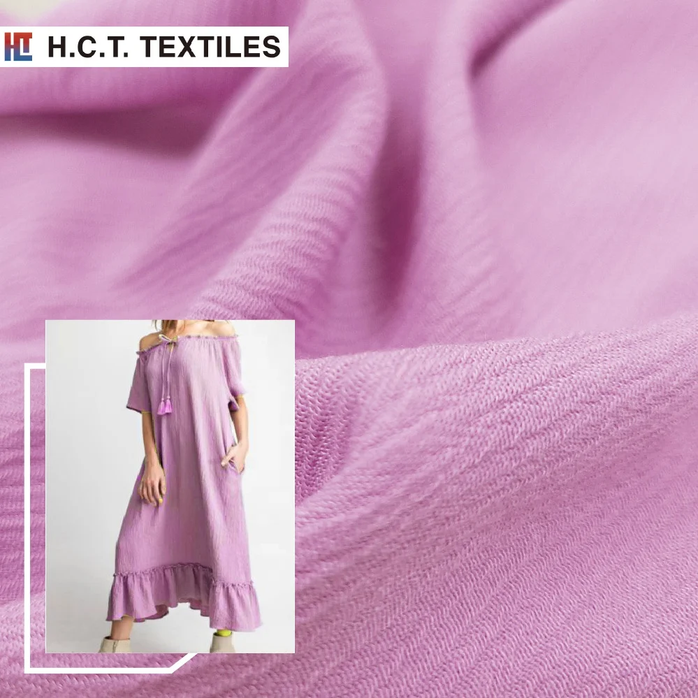 Fluid Drapery 170g 65% Rayon 35% Polyester crinkle muslin fabric for casual wear