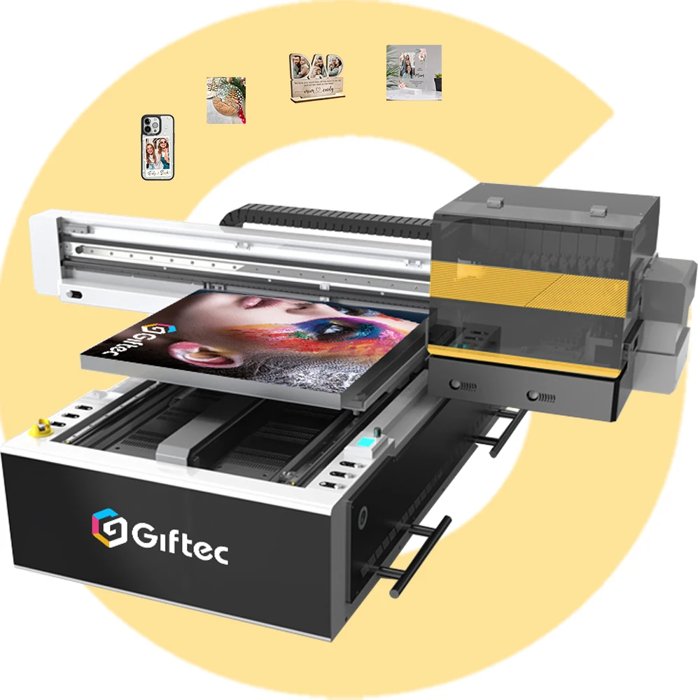 Giftec 2025 бизнес идеи A1 6090 УФ струйный принтер Мемориальный фото керамический 60*90 см с глянцевой