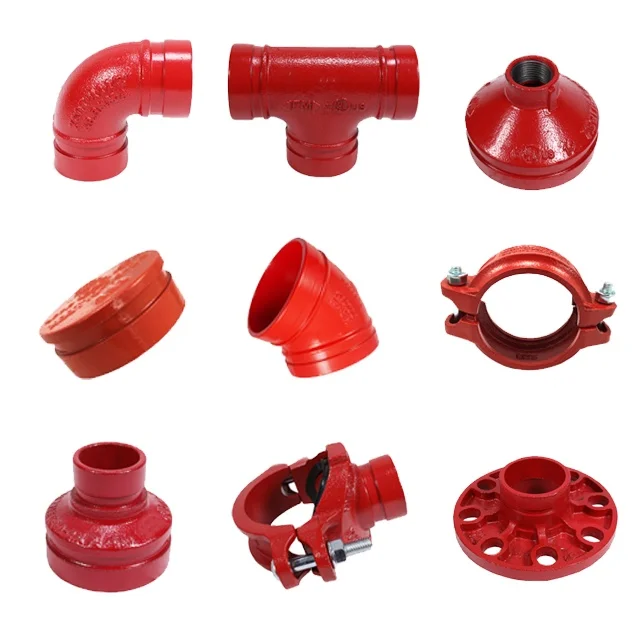 FM UL Fire Fighting Pipe Fittings Fire Protection System Ductile Iron Pipe Fittings Grooved Tee Elbow Coupling Reducer