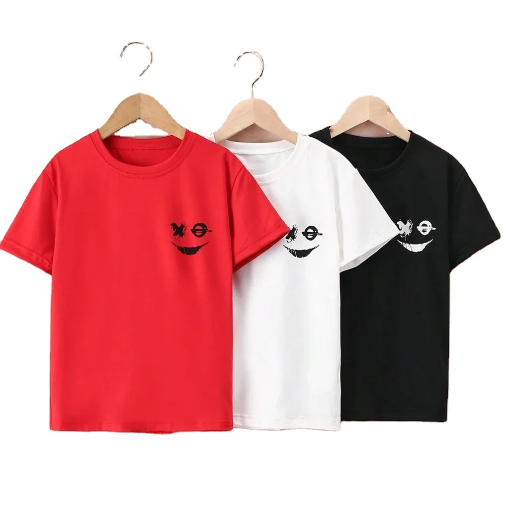 Fun Expression Print Short Sleeve Kids T-Shirt custom print summer kids t shirt