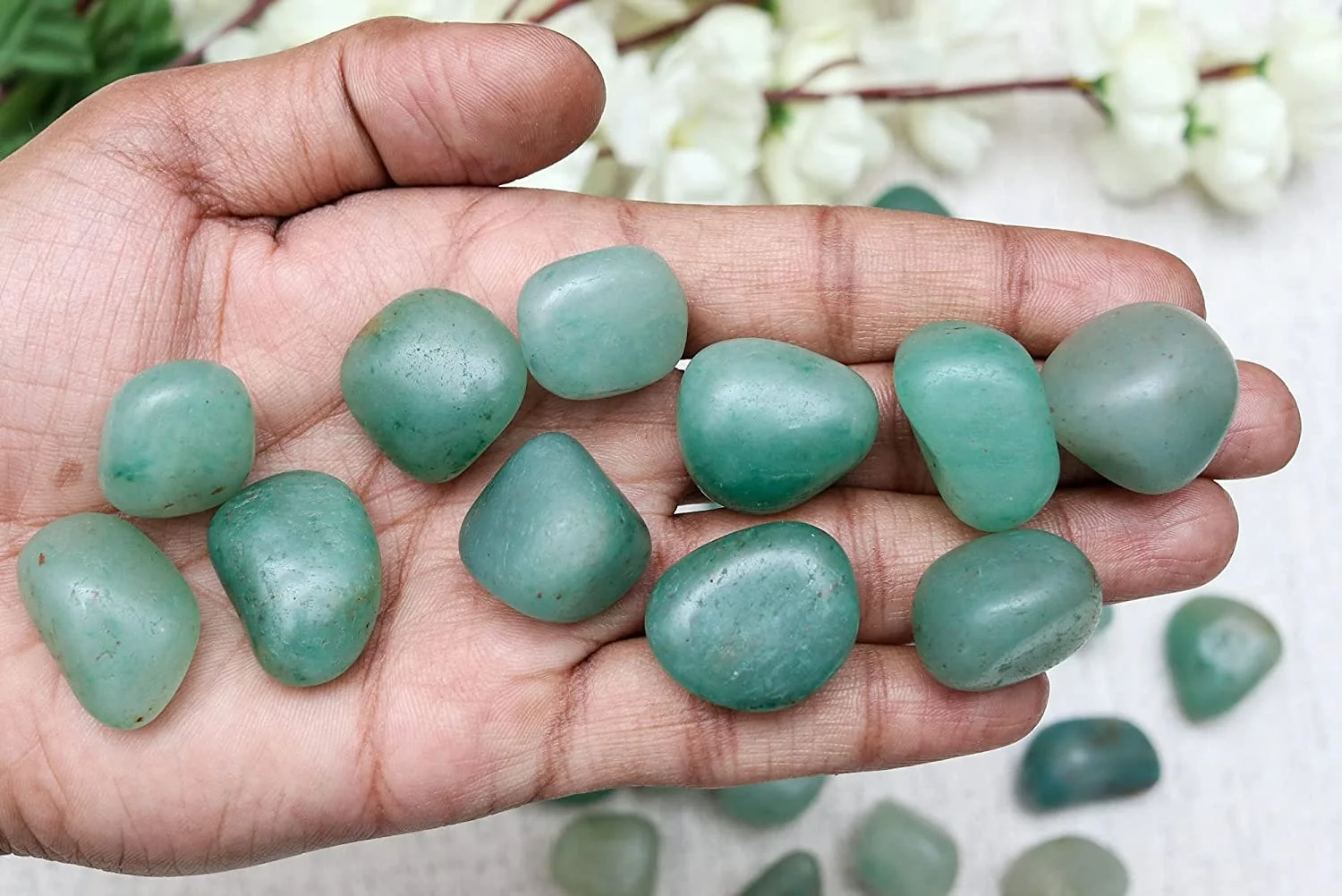 Green Jade Tumbled Stone Polished Crystals Healing Natural Stones Feng Shui Chakra Balancing Good Luck Reiki Gift