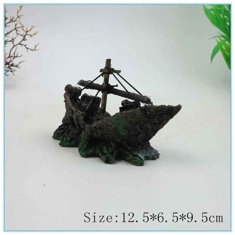 Aquarium Fish Tank Landscape Pirate Ship Wreck Ship Decor Resin Boat Ornament Aquarium Accessories Decoration