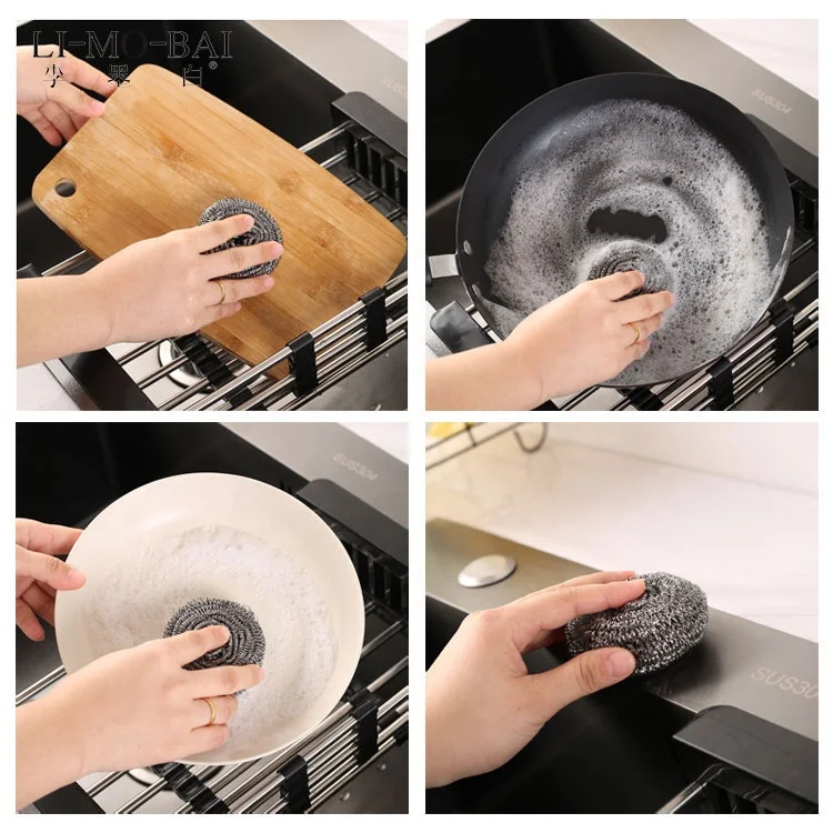 Pot Cleaner Cleaning Sponge Kitchen Scrubbing Spiral Cleaning Brush Stainless Steel Pot Scraper