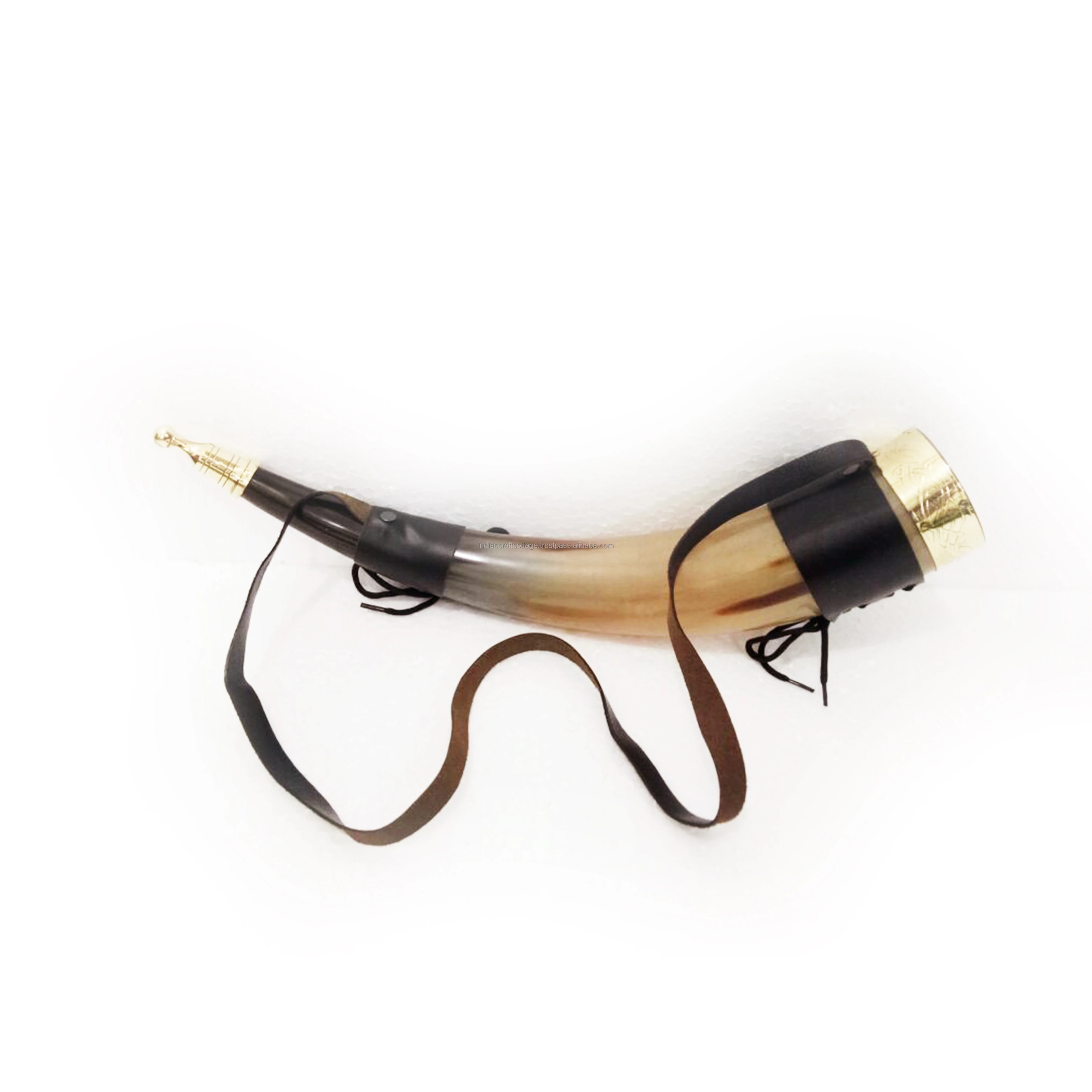 Natural Drinking Horn with leather holder / Viking Horn