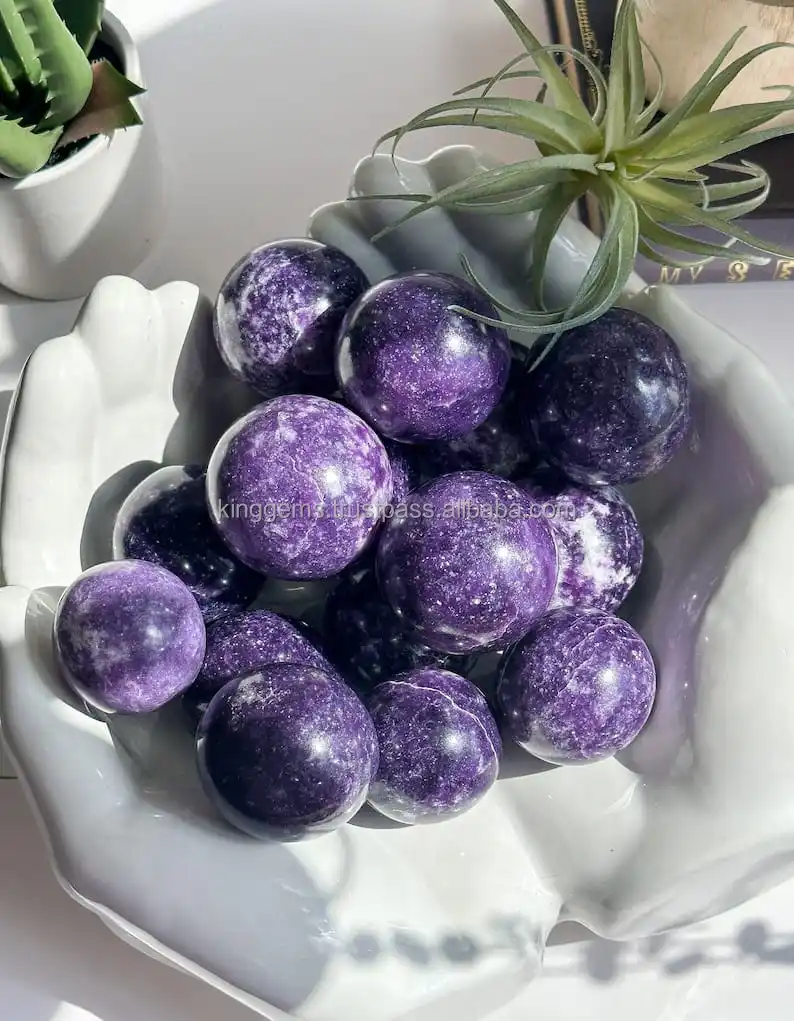 NATURAL HEALING CRYSTAL LEPIDOLITE SPHERE STONE SPHERE PURPLE AGATE BALL FOR REIKI HEALING MEDITATION SEMI PRECIOUS STONE SPHERE