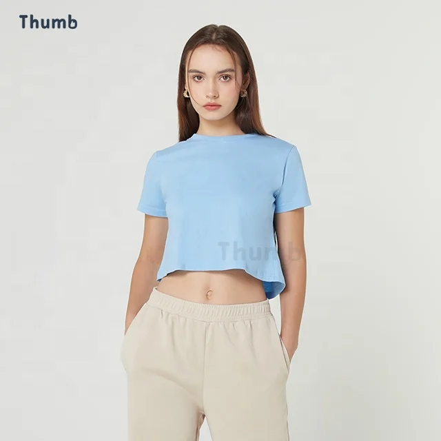 Fashion 2022 Women Crop Ladies Top for Sublimation Blank or Customize Logo 100% Polyester T-shirt Made in Thailand