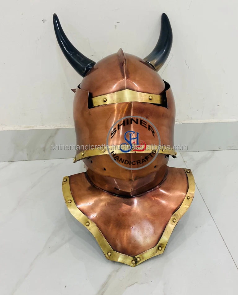 Средневековый Готический стиль немецкий Sallet шлем средневековый доспех рог с внутренней подкладкой медный Полированный Шлем