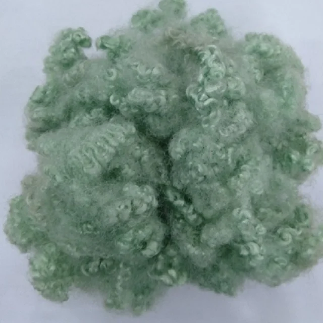 100% Polyester Staple Fiber 15D HCS Green A grade Vikohasan Manufacturer and synthetic fiber and GRS recycled polyester fibre