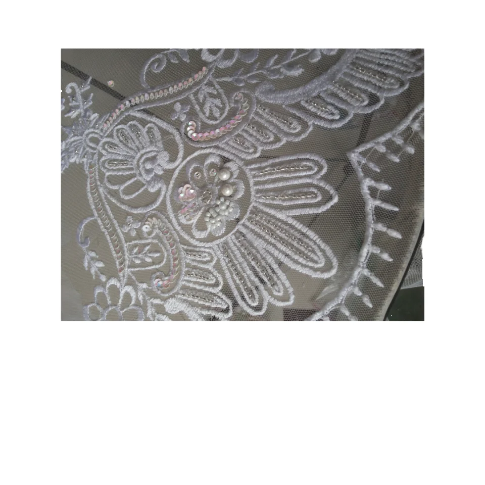 Custom Hand & Machine Embroidery with Beadwork White Lace Bridal Gowns & Dresses