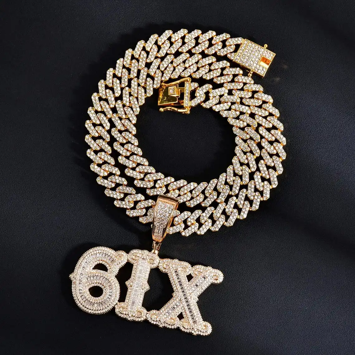 Подвеска 6IX из желтого золота 14 карат с лабораторными бриллиантами для помолвки свадебный подарок ювелирные изделия в стиле хип-хоп