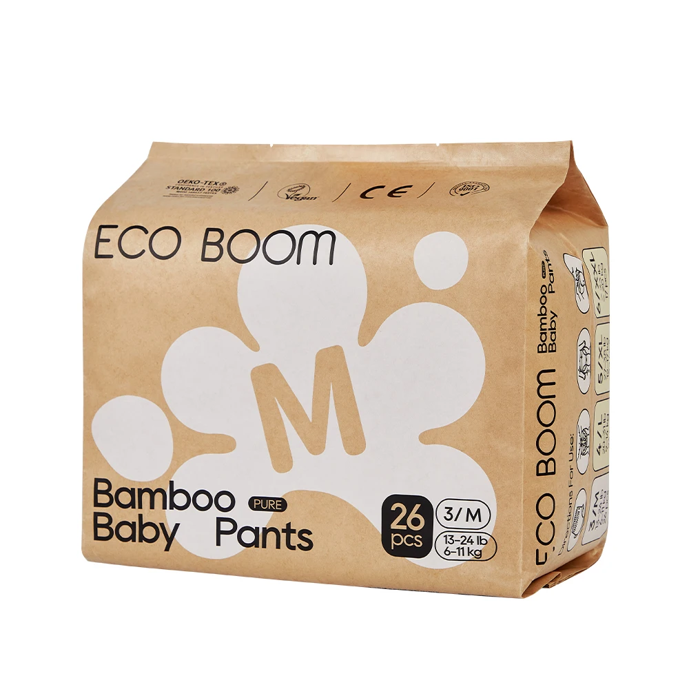 ECO BOOM diaper pants supplier with degradable sensitive natural fluff pulp compostable chlorine free