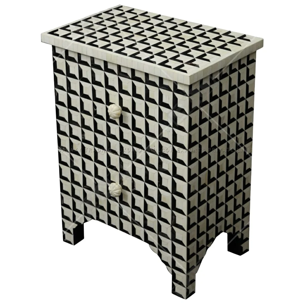 Indian Natural Bone Side Table with Drum Inlay for Coffee and Tea Handcrafted Crafts for sale