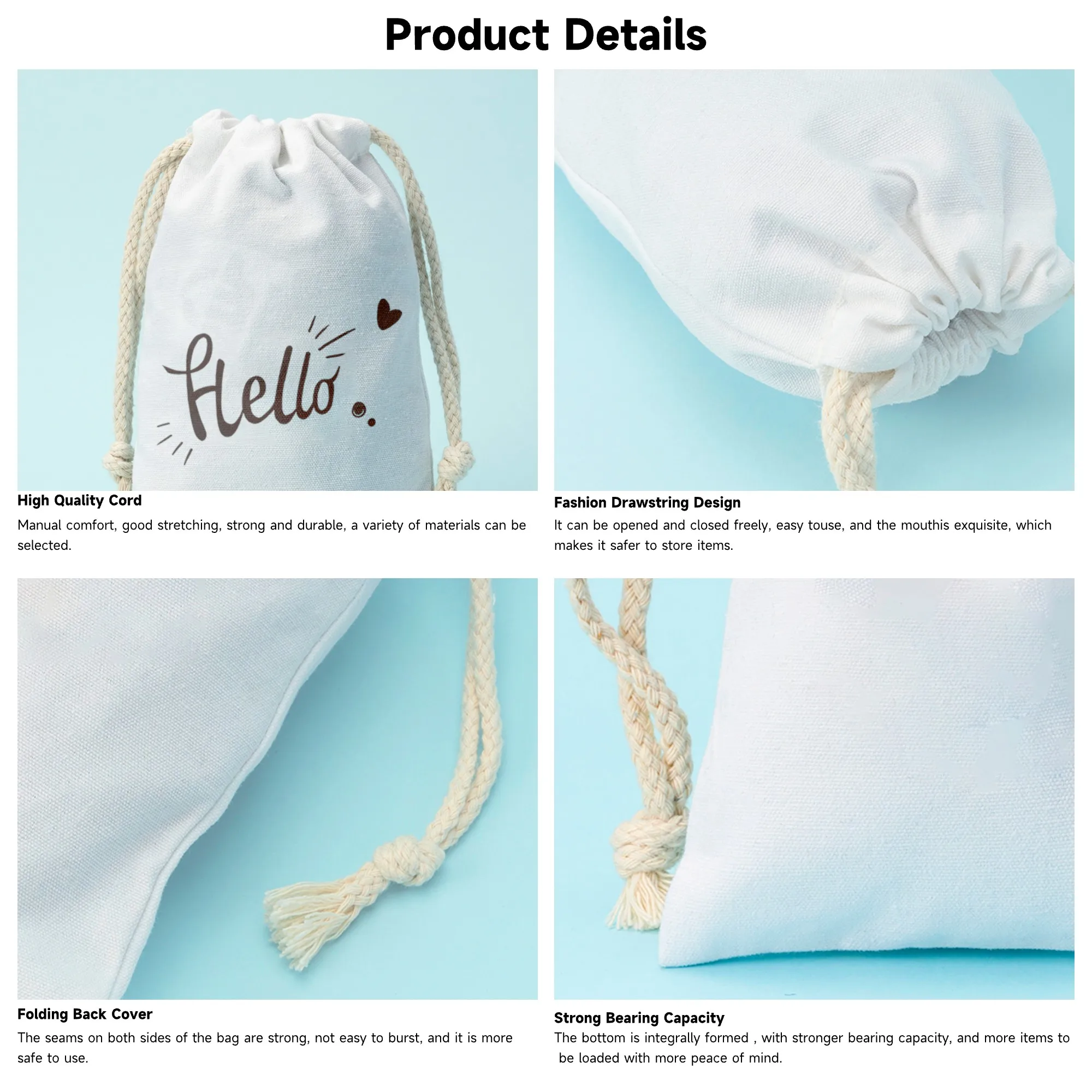 New Style Custom Logo Flat Bottom White Cotton Screen Printing Dustbags Clothes Packaging Dust Bags for Handbags