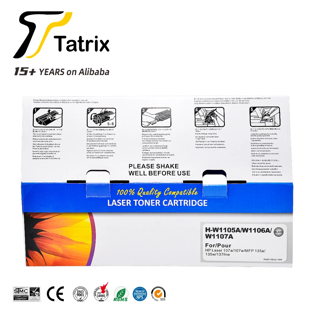 Tatrix W1105A W1106A toner 105a W1107A 106A 107A Compatible Laser Black Toner Cartridge for HP Laser 107a 107w MFP 135a 135w etc