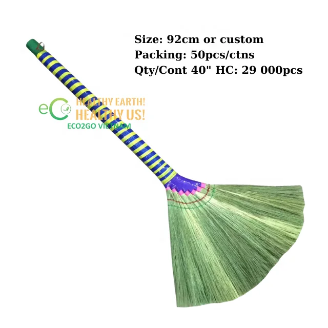 Handmade Vietnam Soft Broom with Colored Handle/ Straws brooms/ Brooms Vietnam
