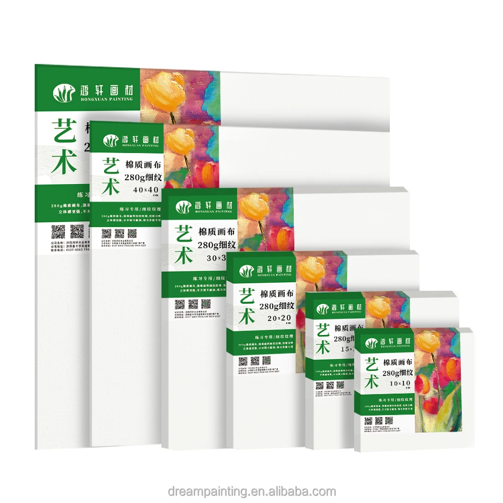 Art Painting Blank Stretched Canvas Multi Size 6 Pack 280g Cotton Canvas Board Printing for Oil Painting Acrylic