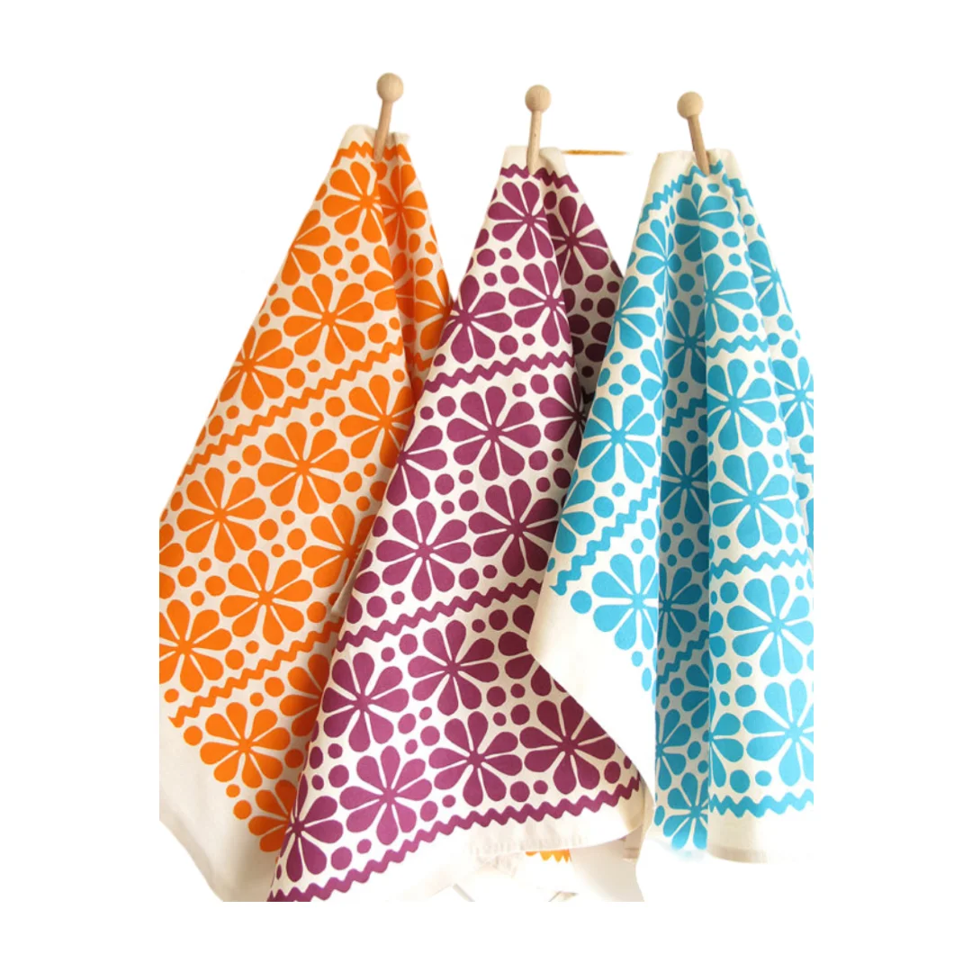 High Quality 100% Cotton Custom Printed Tea Towel Dish Towel With Absorbent Feature Cleaning Kitchen Hanging Towel