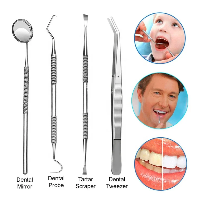 Perfect Industry 4pcs Dental Teeth Cleaning Kit Dentist Floss Plaque Remover Oral Care Tooth Tools / Dental Examination Kit