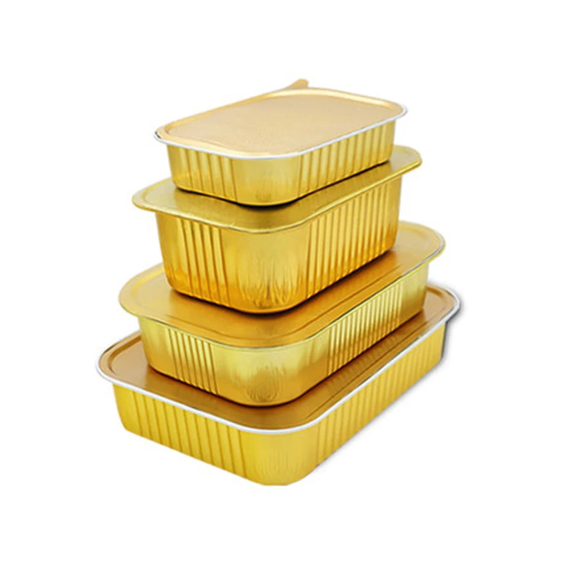 Low Moq Gold Rectangular Aluminum Foil More 20 Sizes Smoothwall  Gold Foil Container Aluminum Food Tray