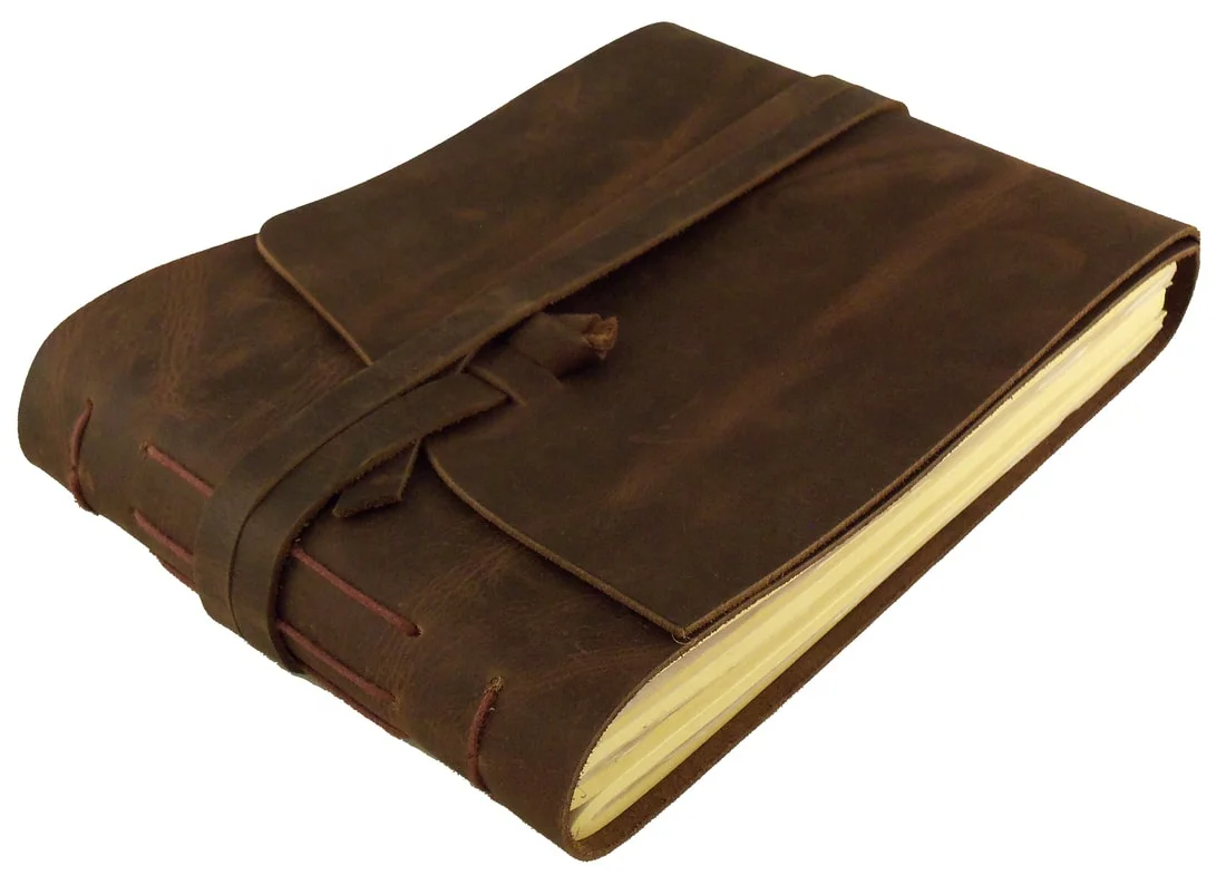 Rustic Genuine vintage Leather Scrapbook Photo Album with Gift Box - Holds 100 4x6 or 5x7 Photos Family Baby Wedding Album