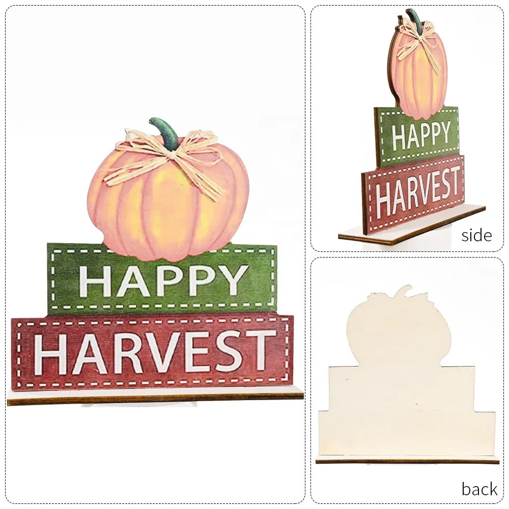 High quality autumn happy thanksgiving harvest home decorations wooden pumpkin frame