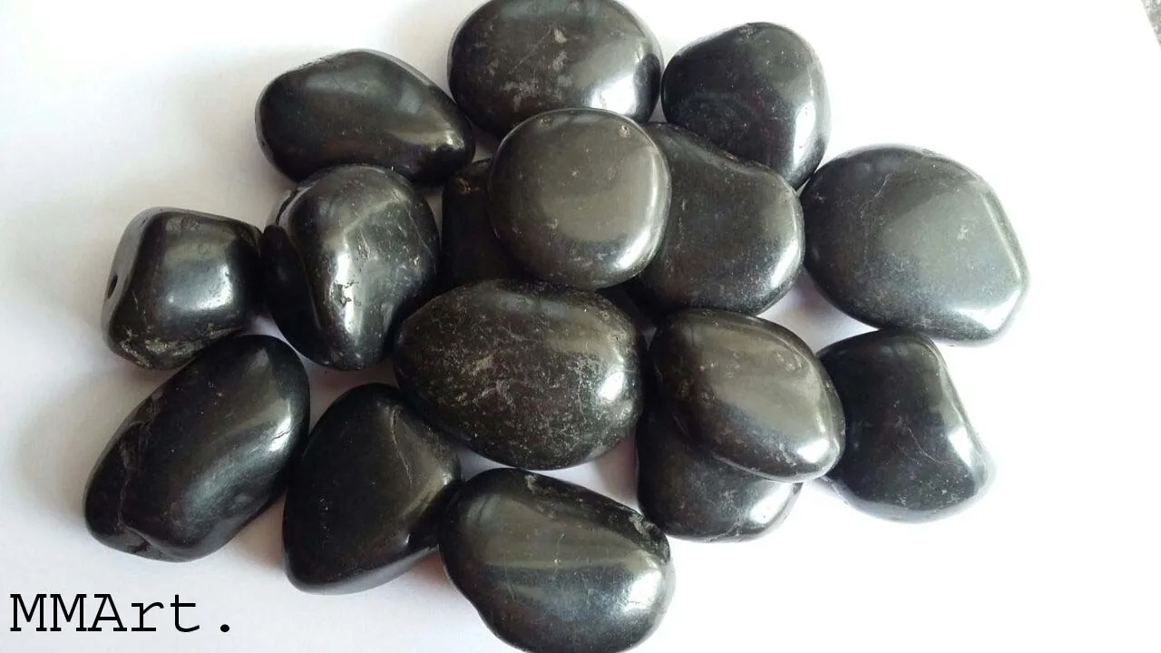 High Glossy Polished and Tumbled Black Natural Agate Stone Pebbles for Landscaping and Garden Decoration