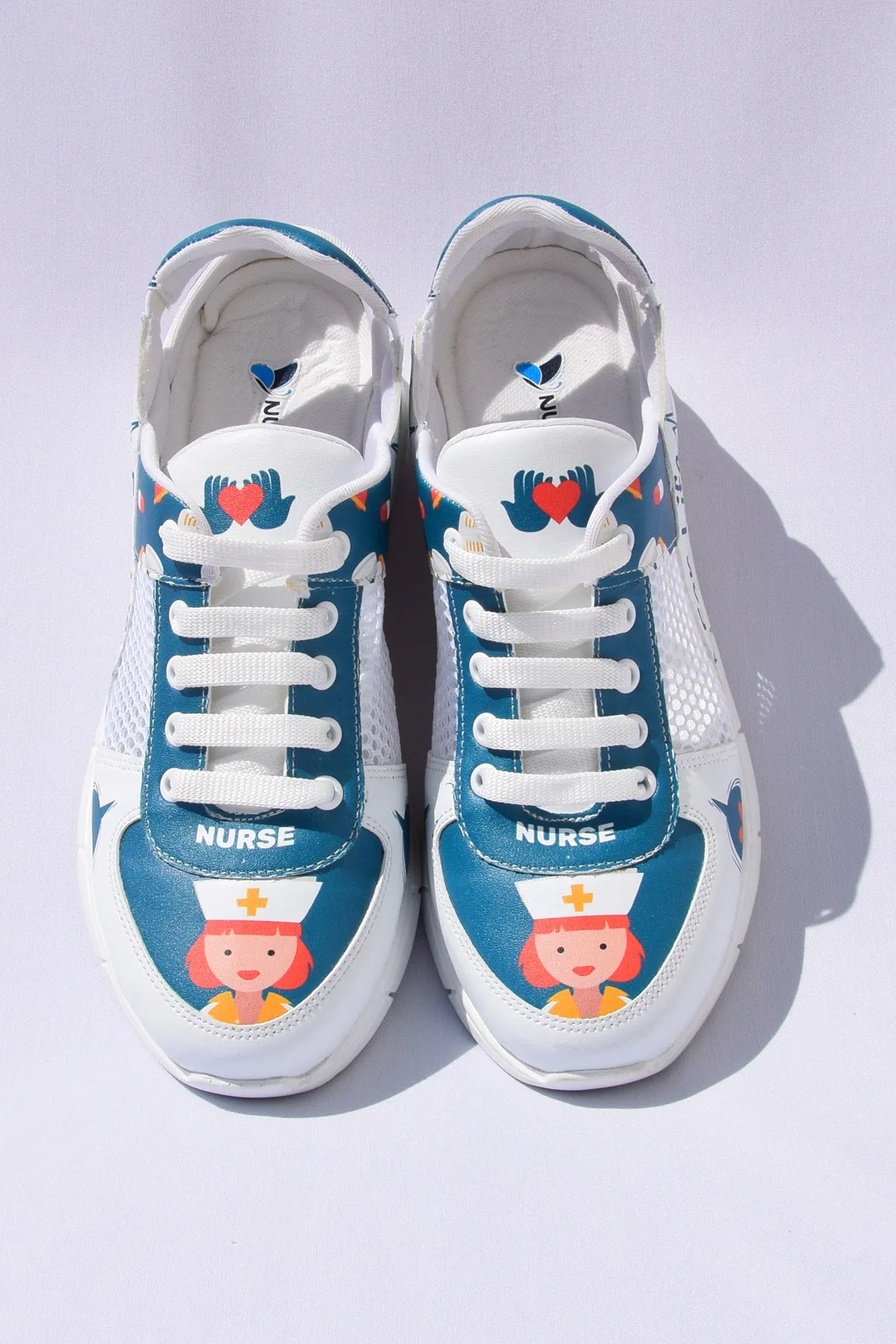 Sneakers High Quality Shoes Blue Nurse Patterned Mesh Orthopedic Sport Sandals Sports Doctor Sneaker Shoes for Medical Use Mesh