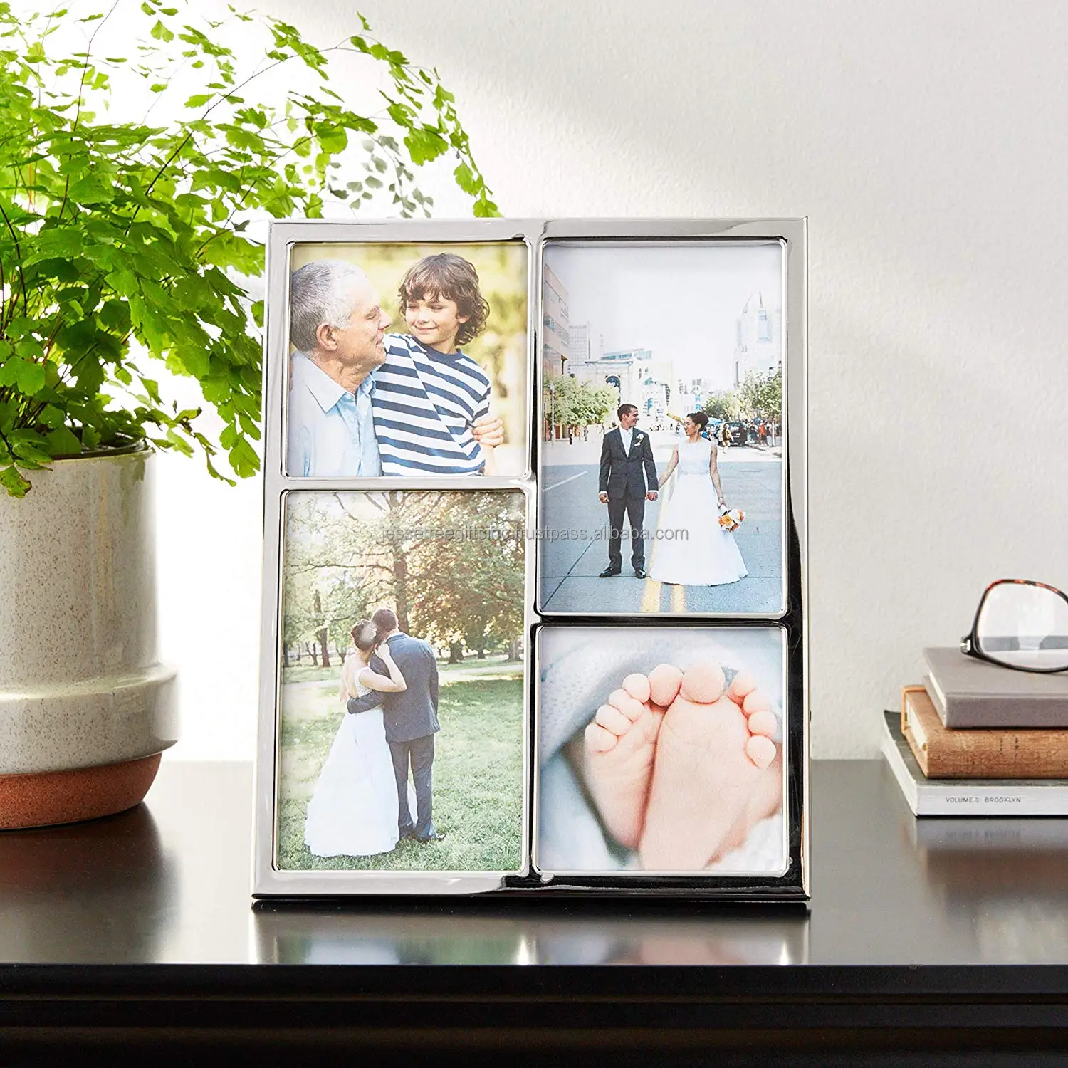 Металлическая и стеклянная настольная фоторамка с позолоченной отделкой простой дизайн высокое качество для украшения дома оптовая цена