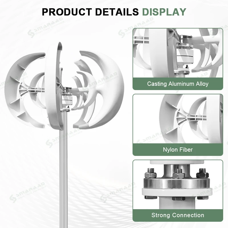 Polish Stock DDP 1000W Vertical  Lantern New Design White 12V 24V 48V Permanent Magnet Generator With Wind Turbine controller