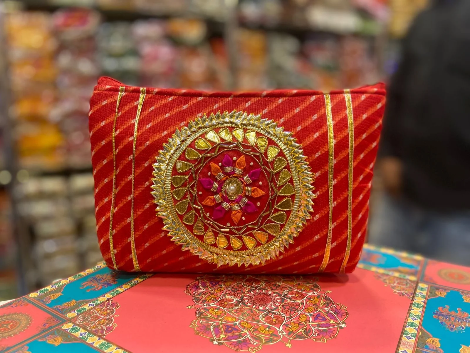 Embroidered Latest Design Women Wedding Gift Handbag Coin Pouch Bags Handmade Gota Pati Work Ethnic Indian Party Festival Potli